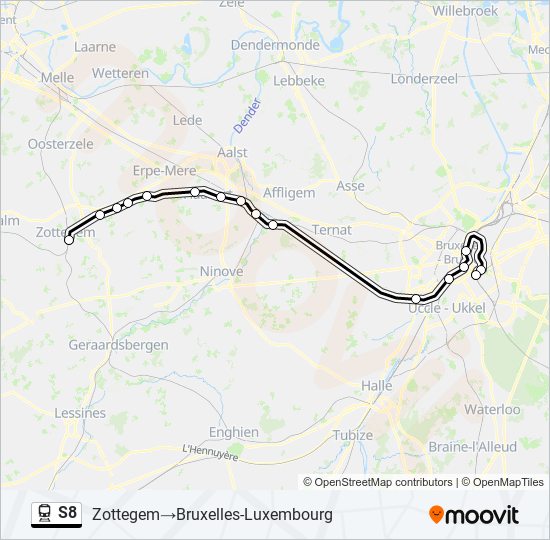 Trein S8 lijnkaart