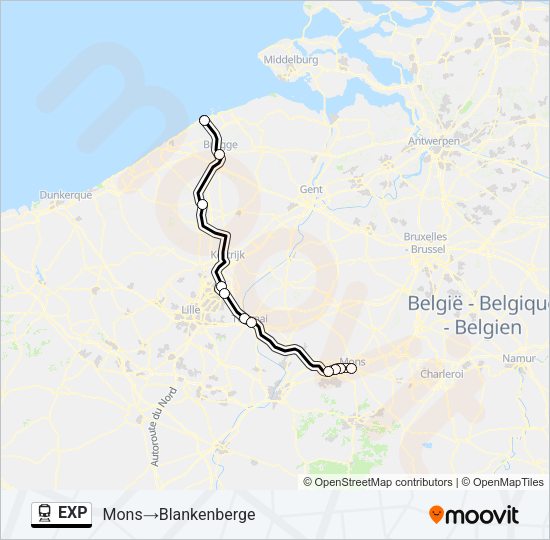 EXP Train Line Map