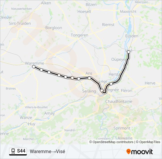 Trein S44 lijnkaart