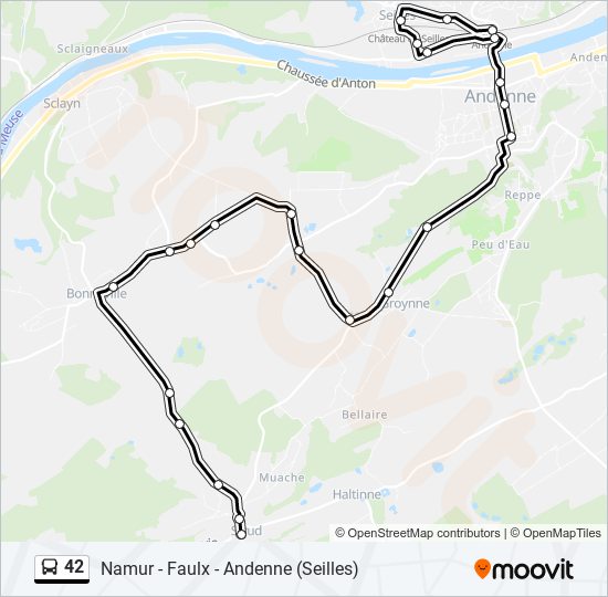 Plan de la ligne 42 de bus