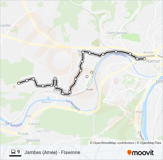 Plan de la ligne 9 de bus