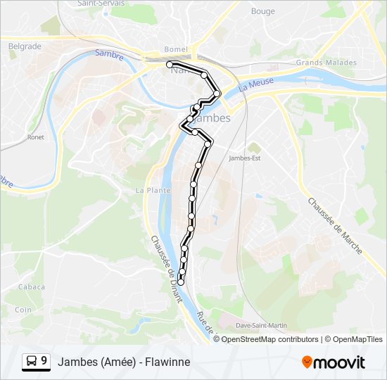 Plan de la ligne 9 de bus