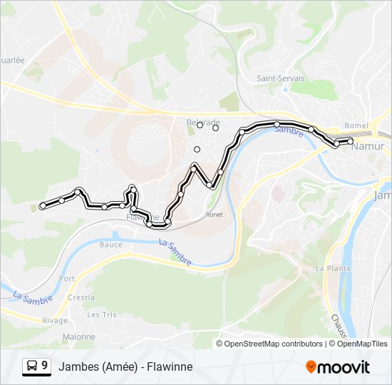 Plan de la ligne 9 de bus