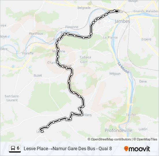 Plan de la ligne 6 de bus