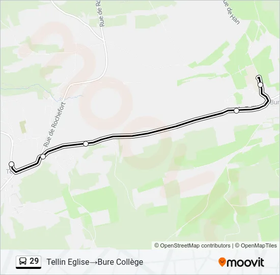 Plan de la ligne 29 de bus