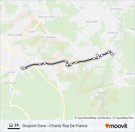 Plan de la ligne 29 de bus