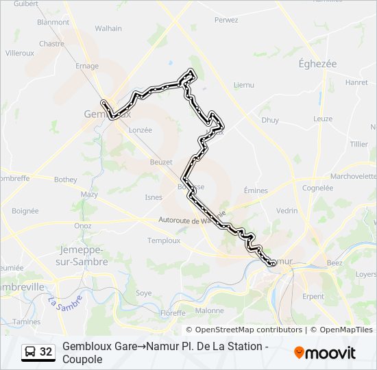 32 Itineraire Horaires Arrets Plan Gembloux Gare Namur Pl De La Station Coupole