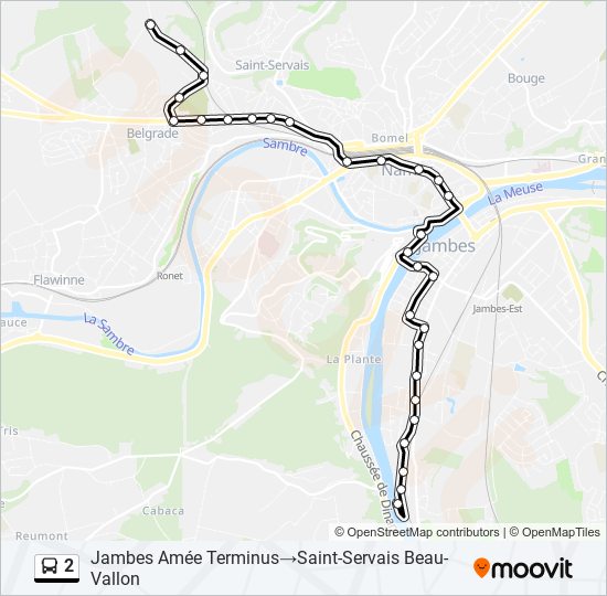 Plan de la ligne 2 de bus