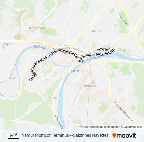 Plan de la ligne 5 de bus