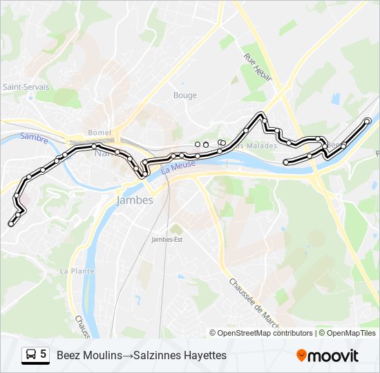 Plan de la ligne 5 de bus