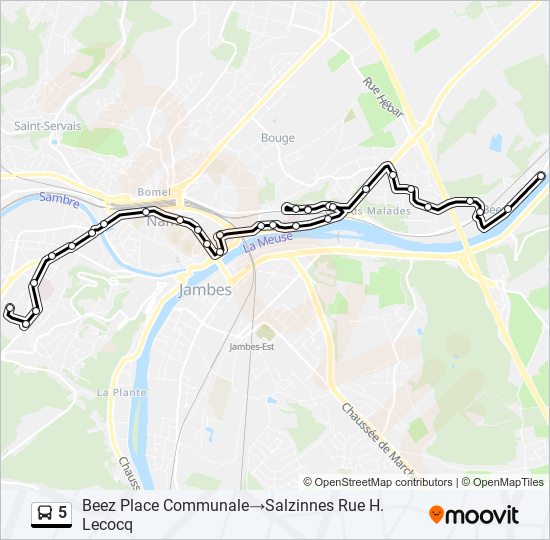 Plan de la ligne 5 de bus