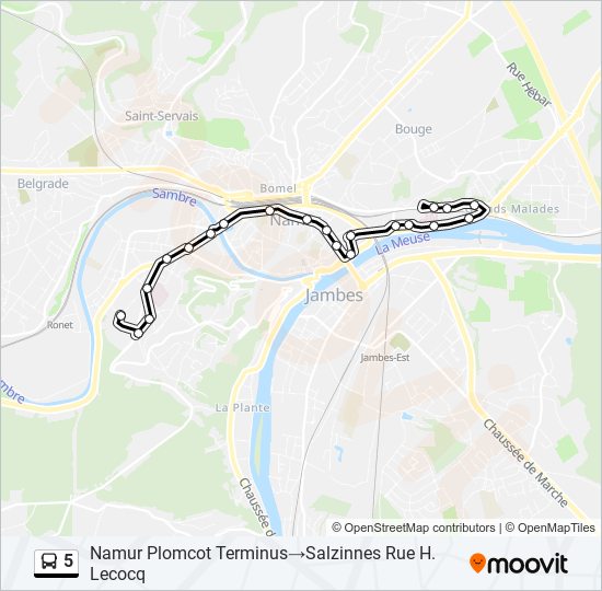 Plan de la ligne 5 de bus