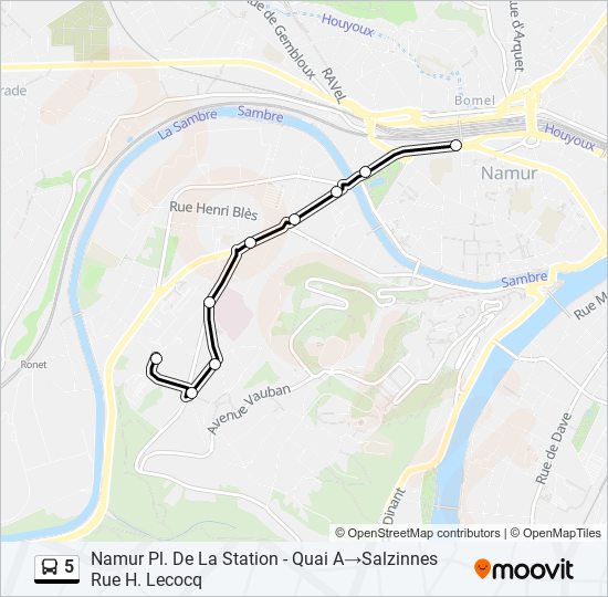 Plan de la ligne 5 de bus