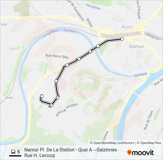 Bus 5 lijnkaart