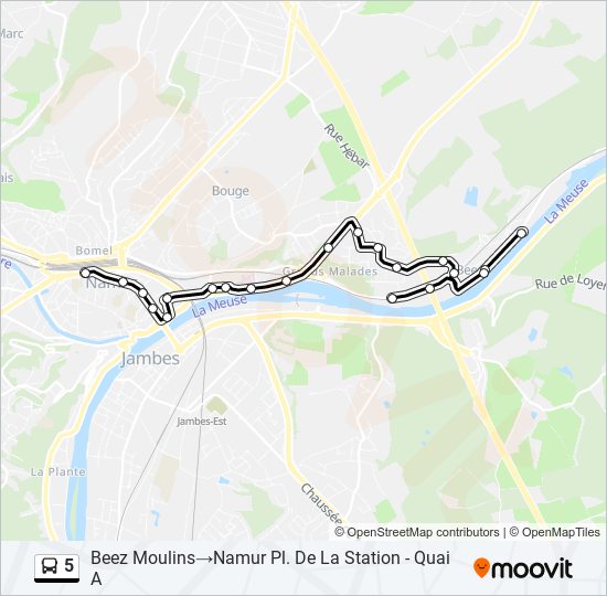 Plan de la ligne 5 de bus