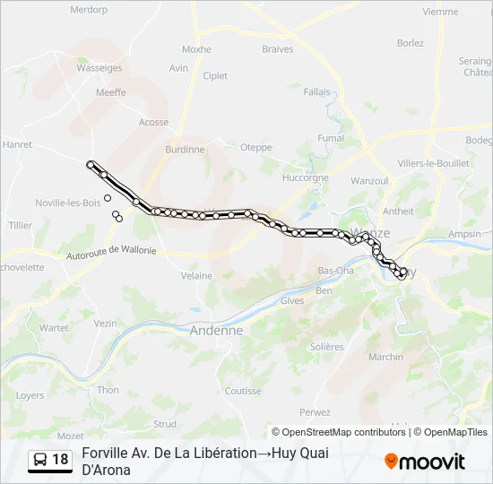 18 Bus Line Map