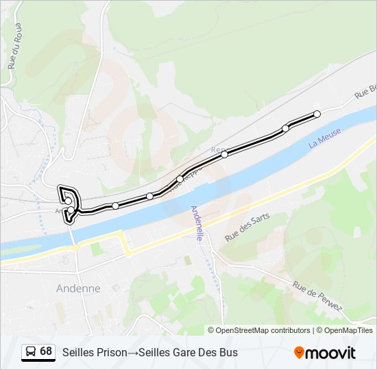 Plan de la ligne 68 de bus