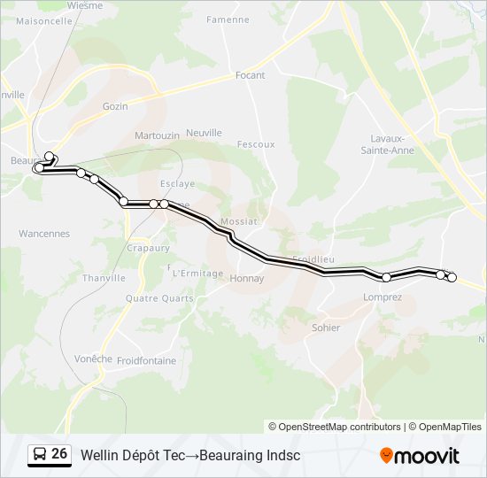 Plan de la ligne 26 de bus