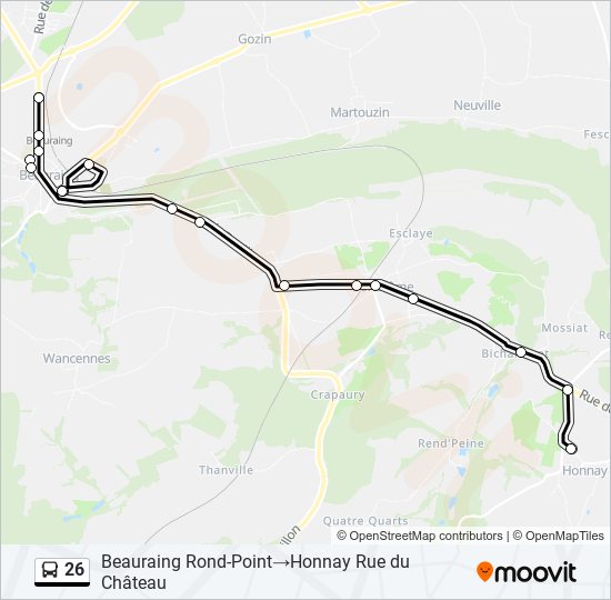 Plan de la ligne 26 de bus