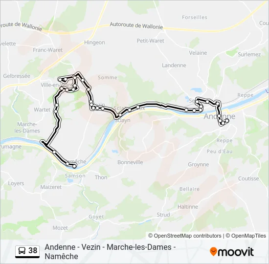 38 Bus Line Map