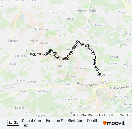 Plan de la ligne 35 de bus