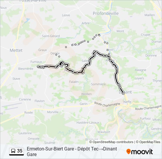 Plan de la ligne 35 de bus