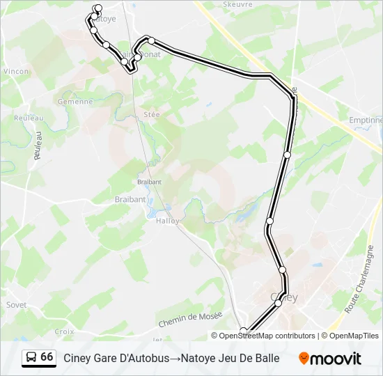 66 Bus Line Map