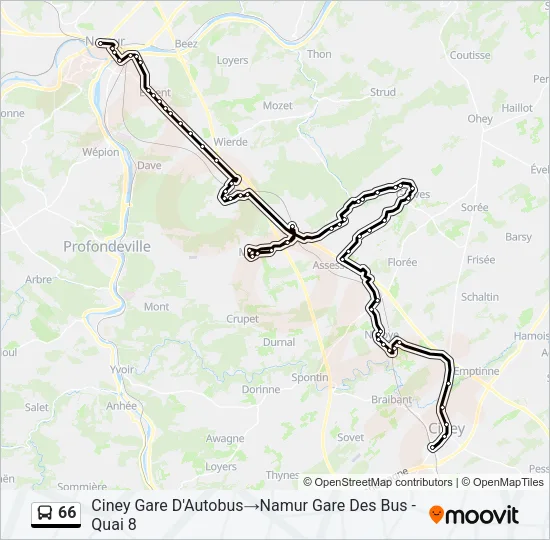 66 Bus Line Map