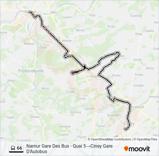 66 Bus Line Map