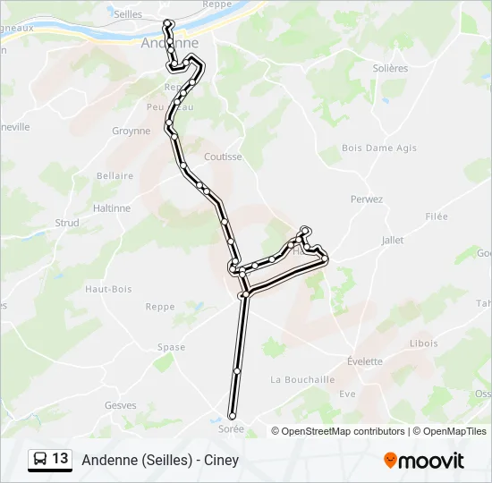 13 Bus Line Map