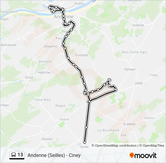 13 Bus Line Map