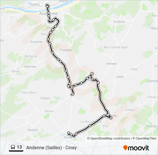 13 Bus Line Map