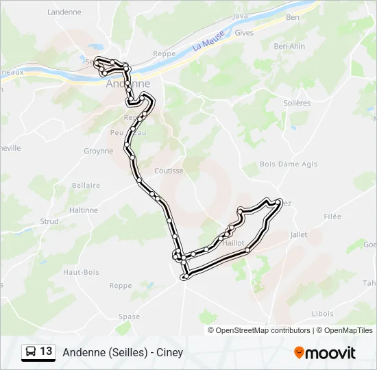 13 Bus Line Map