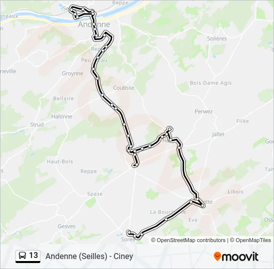 13 Bus Line Map
