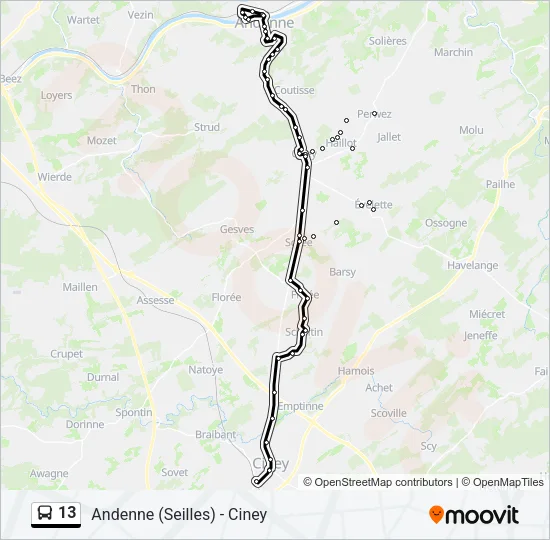 13 Bus Line Map