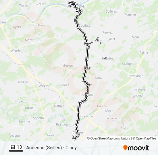 13 Bus Line Map