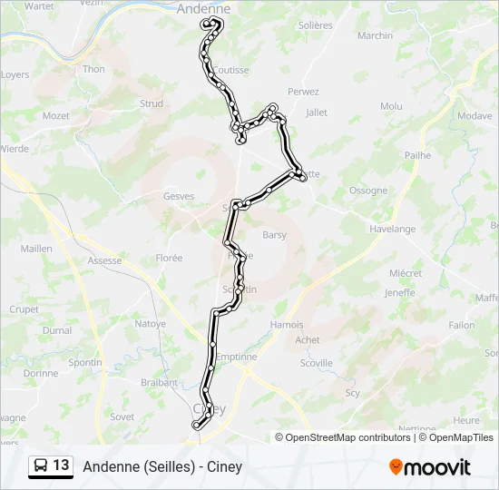 13 Bus Line Map