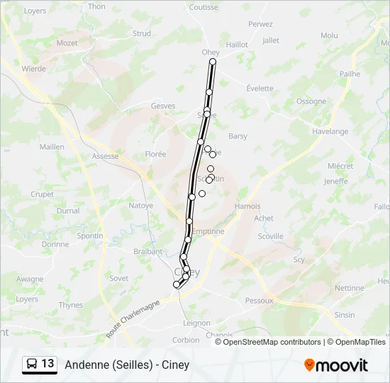13 Bus Line Map