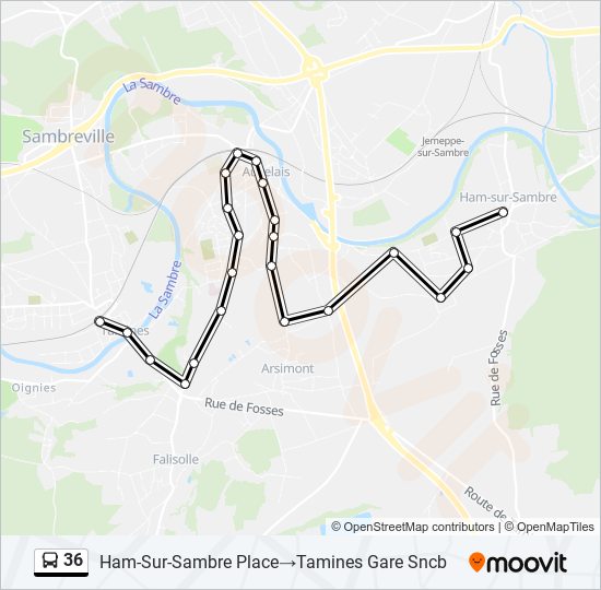 36 Route: Schedules, Stops & Maps - Ham-Sur-Sambre Place‎→Tamines Gare ...