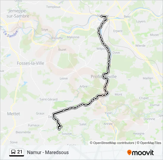 21 Bus Line Map