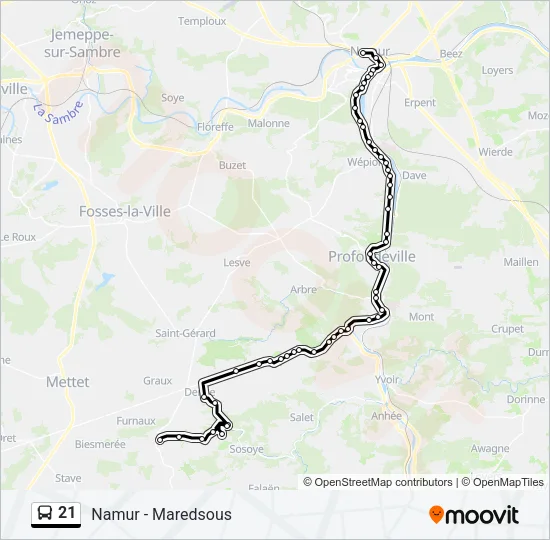21 Bus Line Map