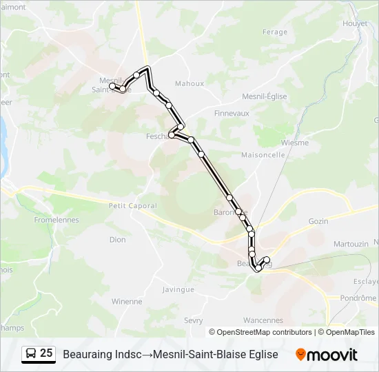 25 Bus Line Map