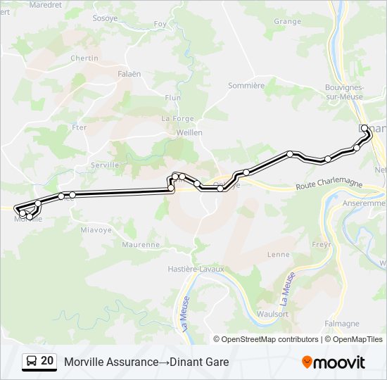 Plan de la ligne 20 de bus