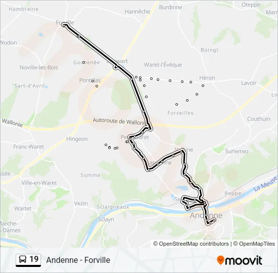 19 Bus Line Map