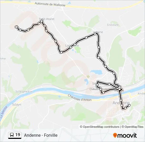 19 Bus Line Map