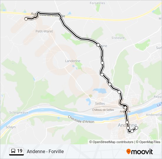 Plan de la ligne 19 de bus