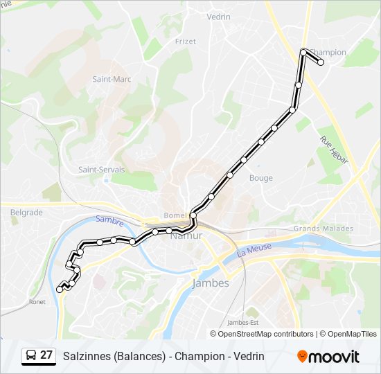 Plan de la ligne 27 de bus