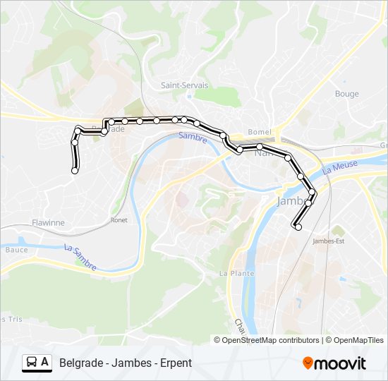 Plan de la ligne A de bus