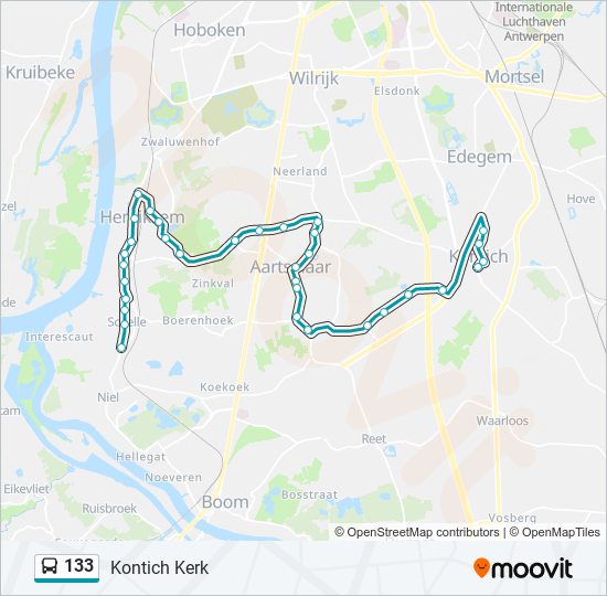 Plan de la ligne 133 de bus