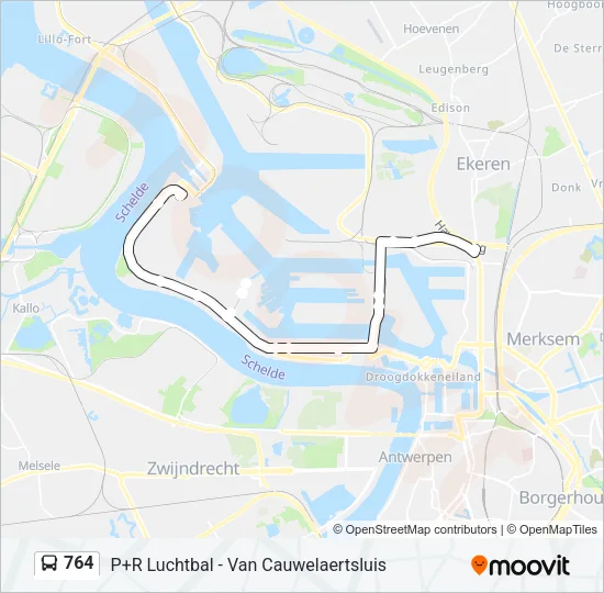 764 Bus Line Map